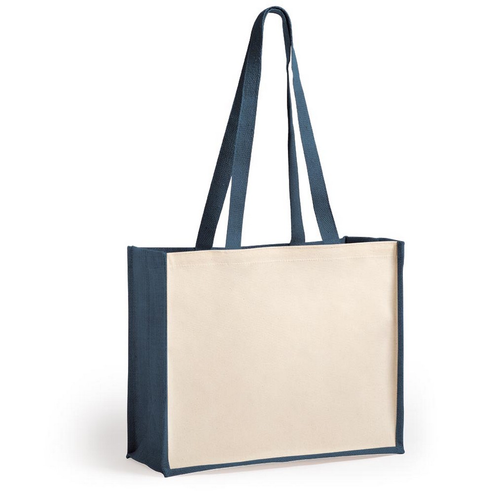 Sac shopping en jute lamin avec lment en coton lamin