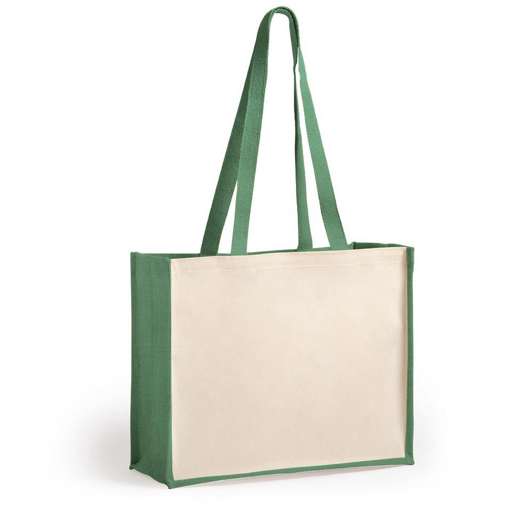 Sac shopping en jute lamin avec lment en coton lamin