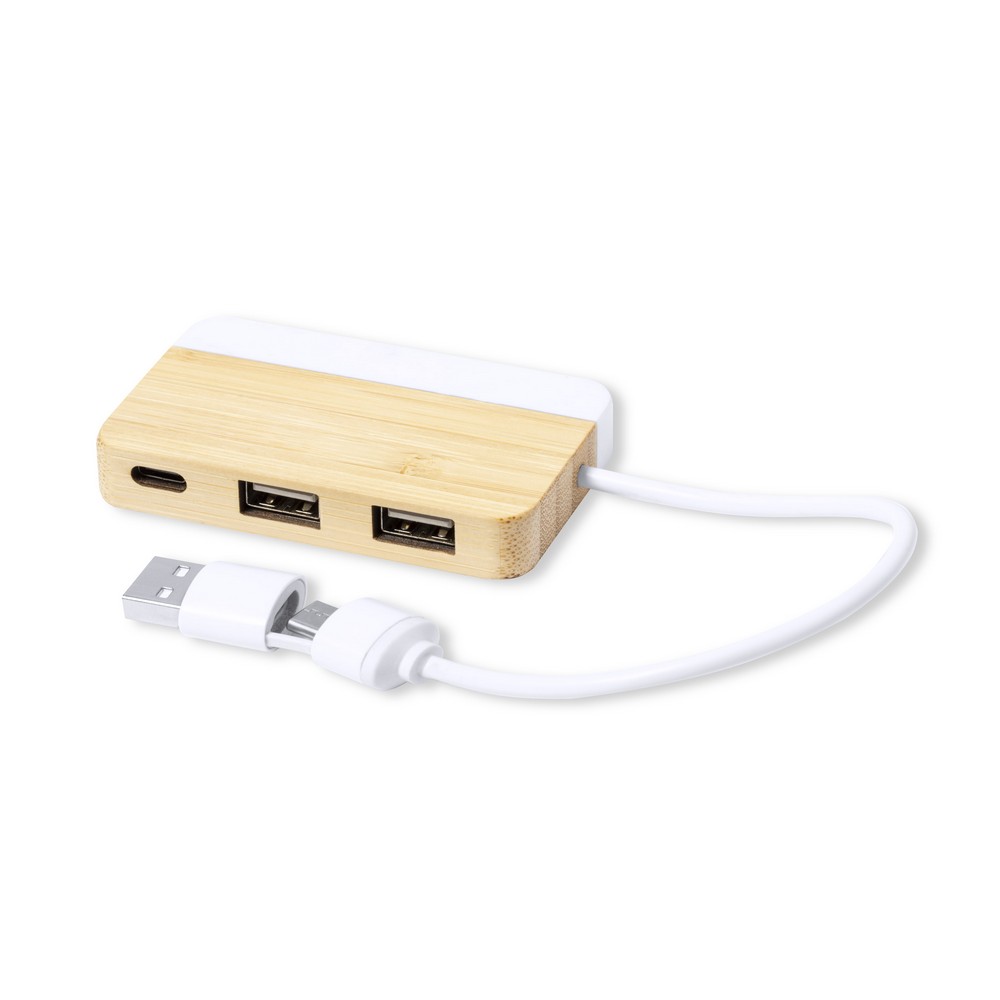 Concentrateur USB et USB de type C en bambou