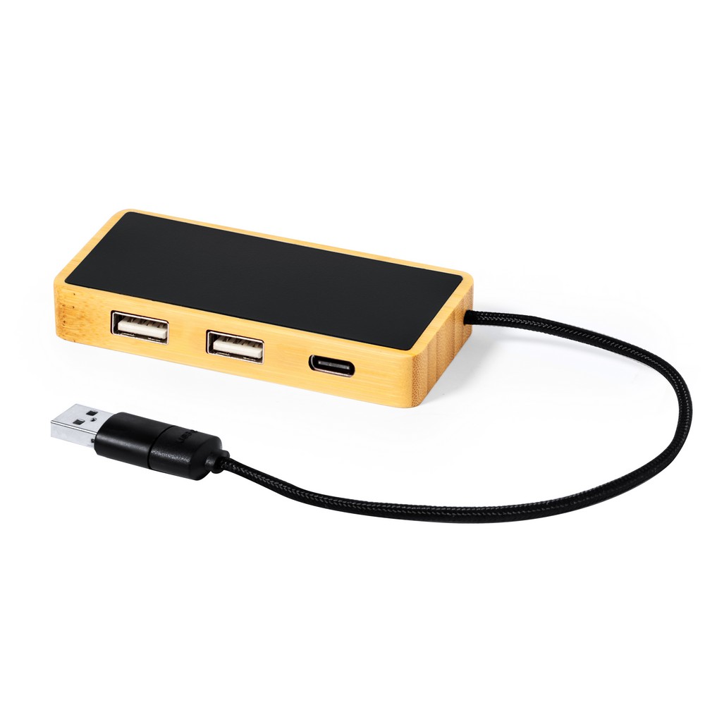 Hub USB et USB type C en bambou