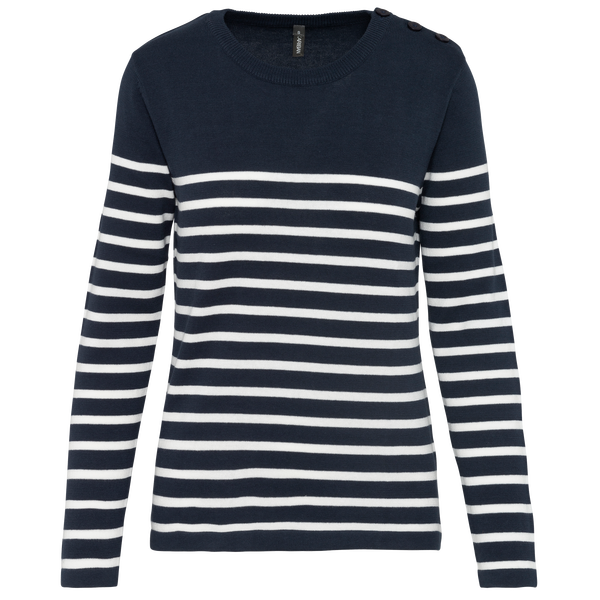 Striped Navy / Off White