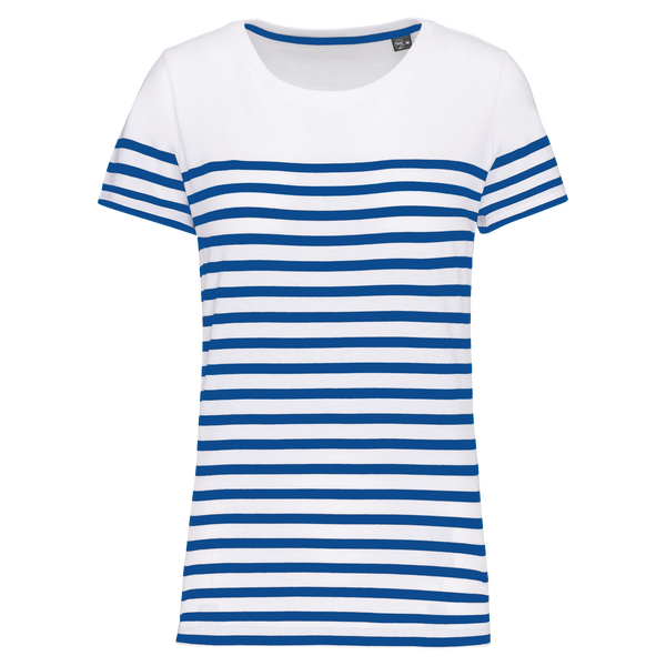 White / Royal Blue Stripe