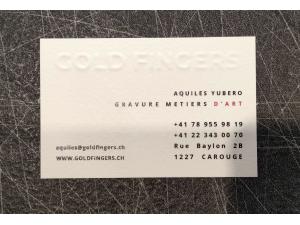 Carte Gaufrage avec impression quadri couleur recto format carte de visite pour YUBERO � Gen�ve