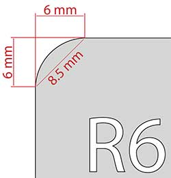 Découpe angle carterie Rayon 6 mm